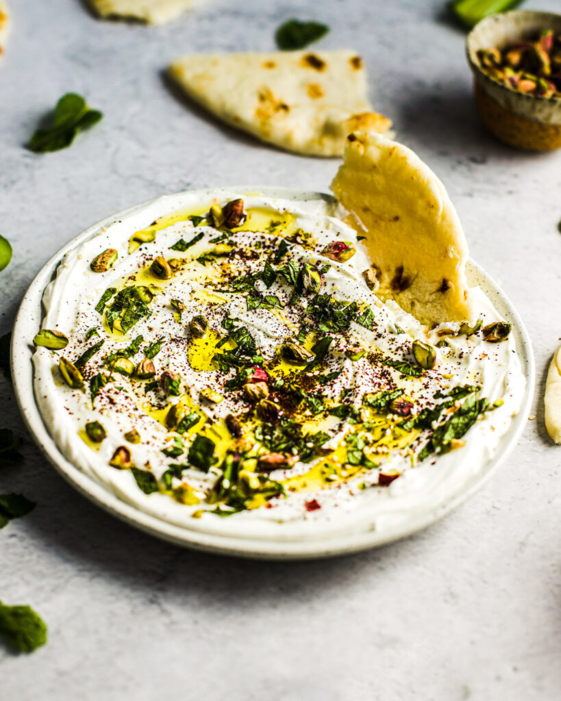 Labneh Dip With Pistachios and Mint Dash of Honey