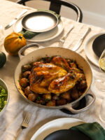 Honey Mustard Whole Chicken, Baby Potatoes, and Roasted Garlic